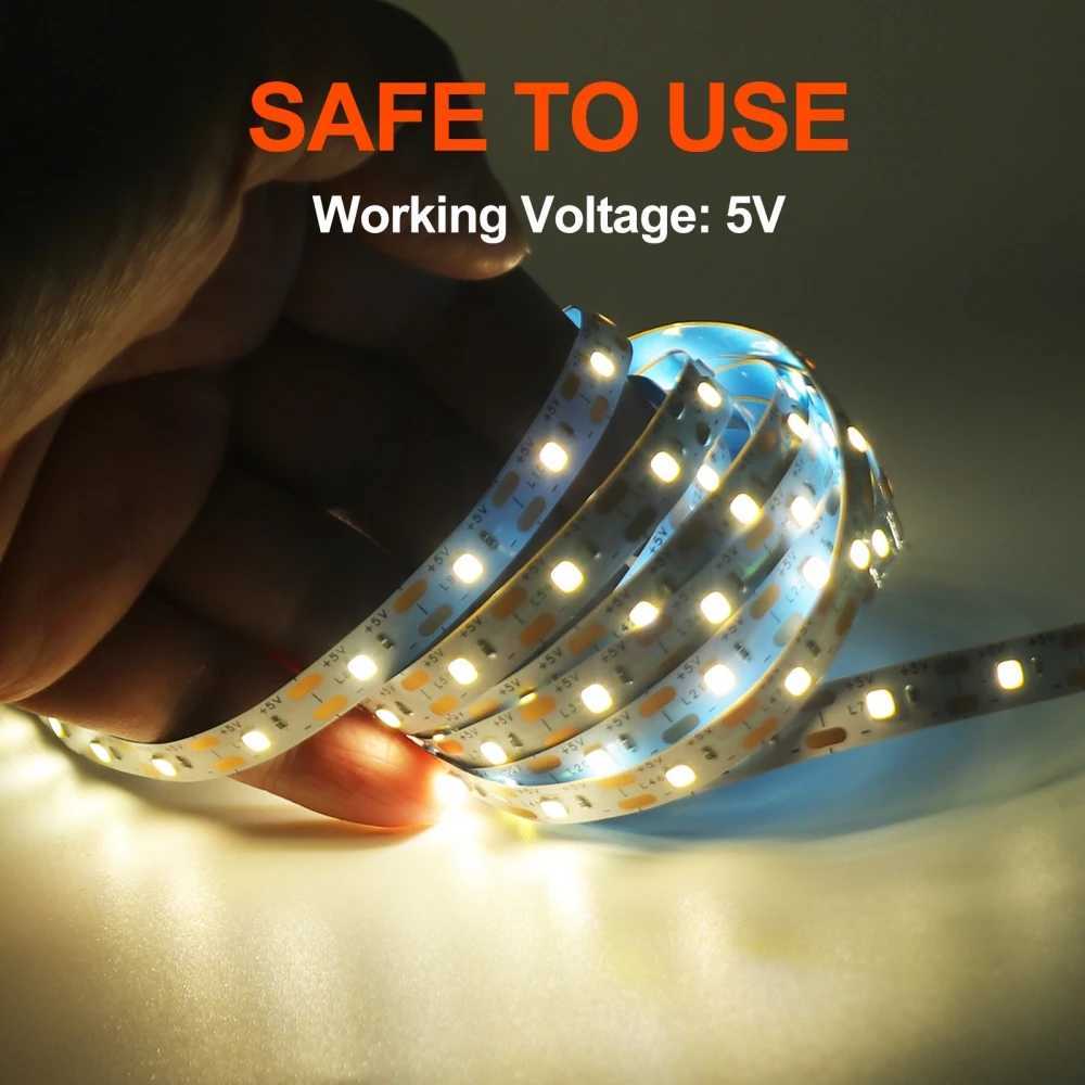 3AA Battery 5V USB LED Strip 2835 White Warm/Blue Flexible Ribbon Night light For TV Background Lighting 50CM 1M 2M 3M 5M W250701