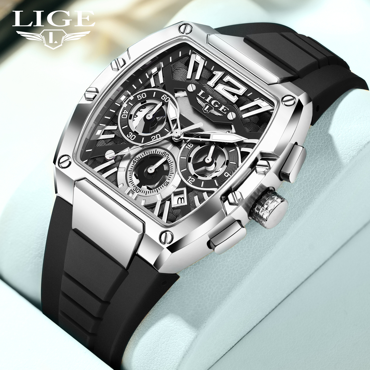 LIGE Men's Quartz Watch Fashion Business Watch Multifunctional Chronograph 24-hour Small Dial Holiday Gift Teen Watch Waterproof Watch