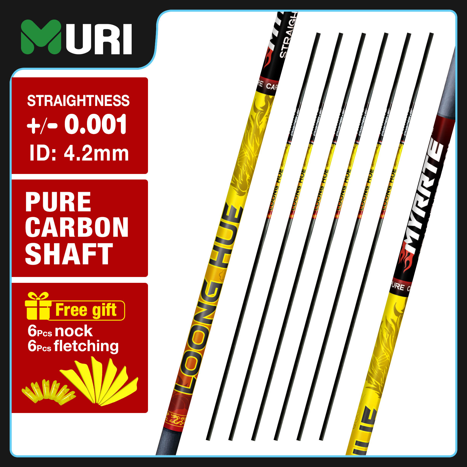 31-inch Carbon Shaft +/-.001 Straightness Spine 350-1500 DIY Pure Carbon Arrow Shaft Arrows Hunting Shooting Shaft Can Be Customized 6Pcs