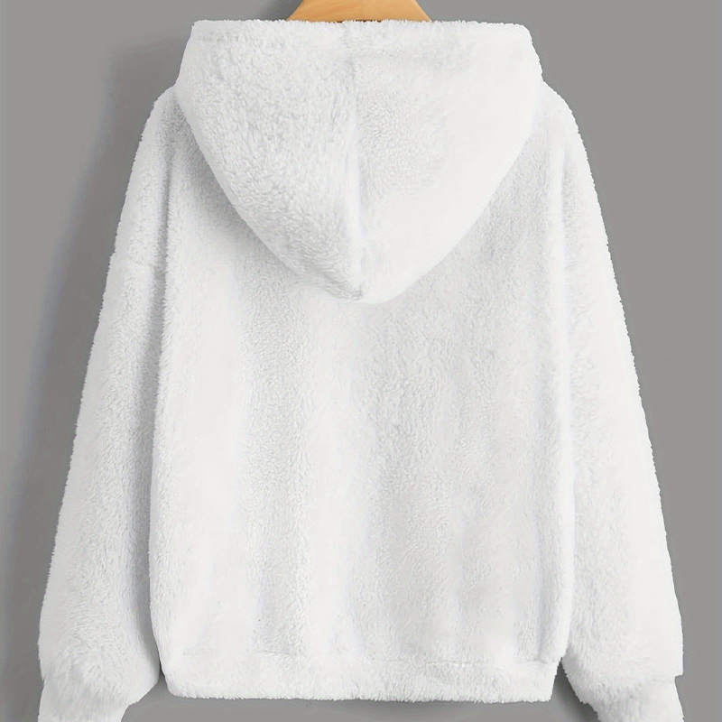 Casual & Cozy: Trendsetting Plush Hooded Sweatshirt with Roomy Design