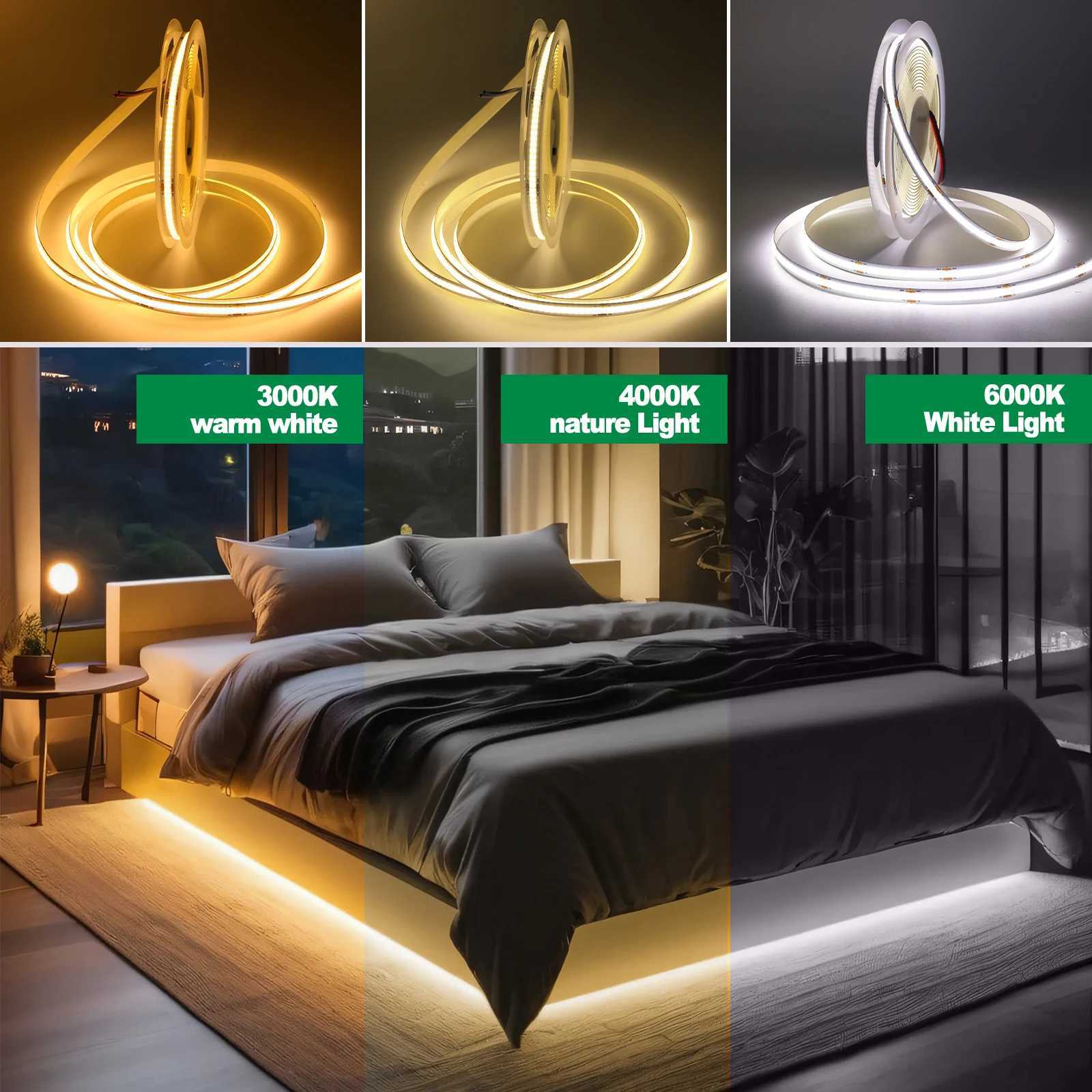 3MM 5MM 8MM COB LED Light Strip 5V 320LEDs PIR USB/AAA 3000K 4000K 6000K W250701