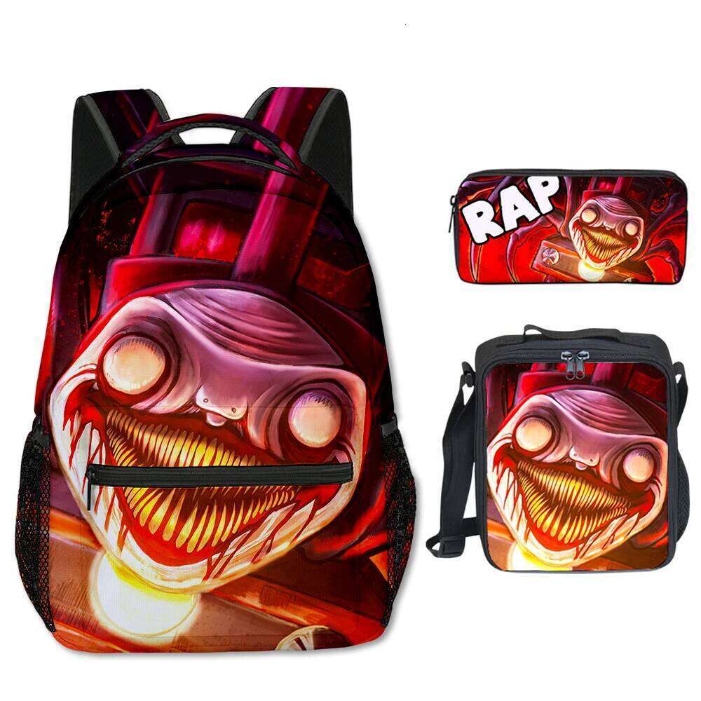 Novelty Cool Choo-Choo Charles 3D Print 3pcs/Set Student School Bags Laptop Backpack Crossbody Lunch bag Pencil Case