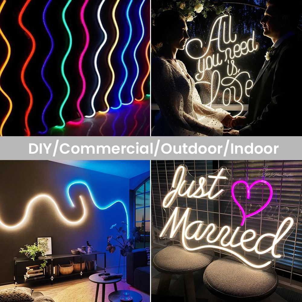 DC 5V USB Touch Dimmable Neon Strip 120Leds/M DIY Home Decor Flexible Ribbon Rope LED Light White/Blue/Pink/Yellow/Green W250701