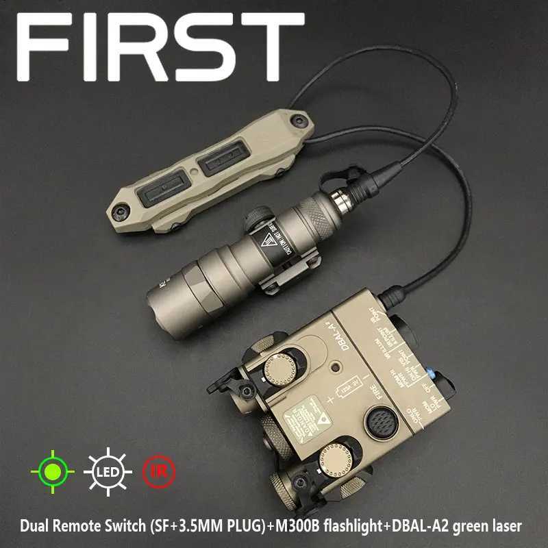 DBAL-A2 Metal Set M300B Flashlight+Dual Control Pressure Switch Combo Red Green Laser Airsoft Tactical Hunting Weapon LightXJ250701