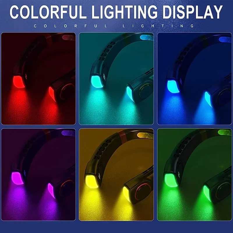 Hanging Neck Fan Digital Display Power Ventilator Bladeless Neckband Fan Portable Mini Air Cooler Type-C Rechargeable Fan XJ250702
