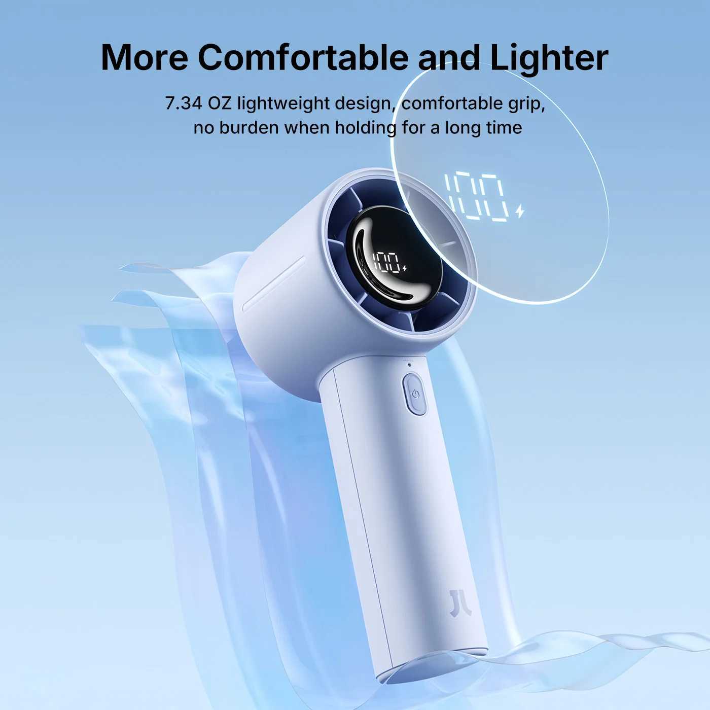 JISULIFE New Arrival Portable Handheld Mini Fan Life10s 5000mAh Battery Long Lasting Power 5 Wind Speeds Summer Essential M250702