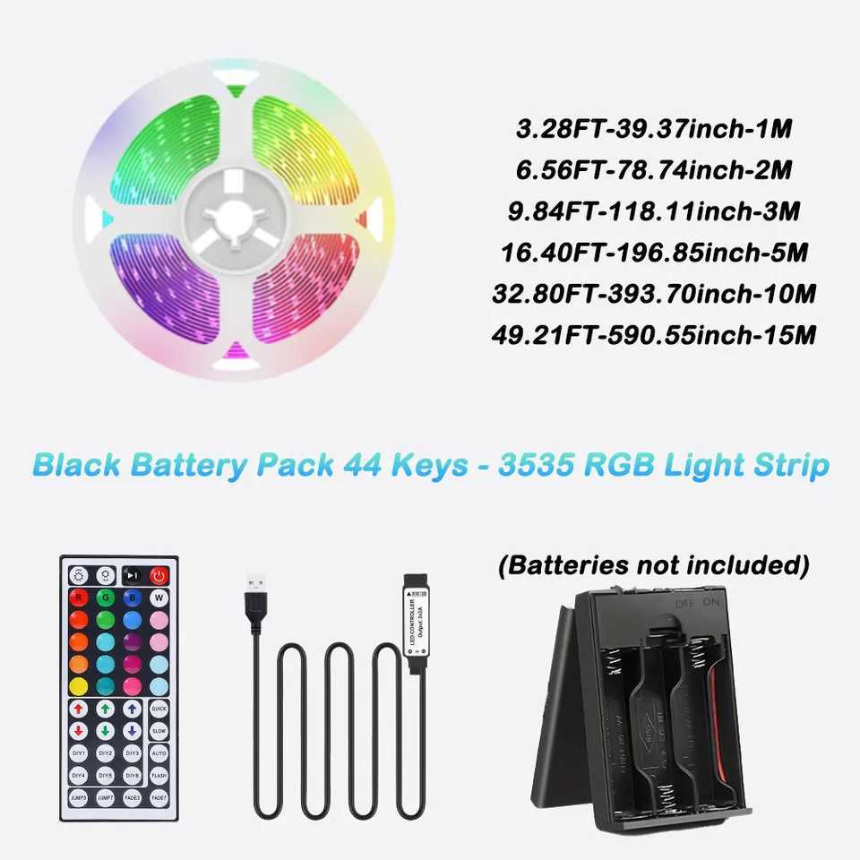 5V 3535 RGB LED Strip Battery operated (without battery) with USB socket suitable for TV backlighting Indoor Decoration W250701