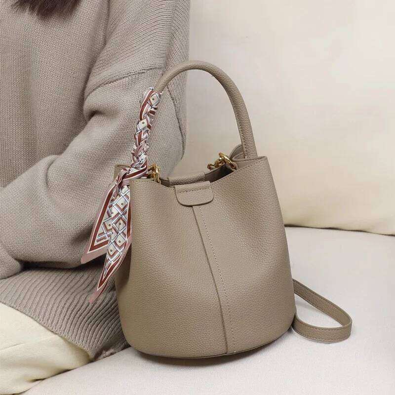 Luxury design women's new basket leather clutch cross bucket shoulder bag