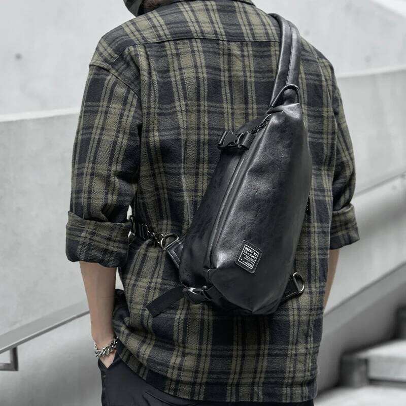 MOYYI Men's Chest Casual Messenger High Quality Leather Fashion Shoulder Bag For 7.9 Inch iPad