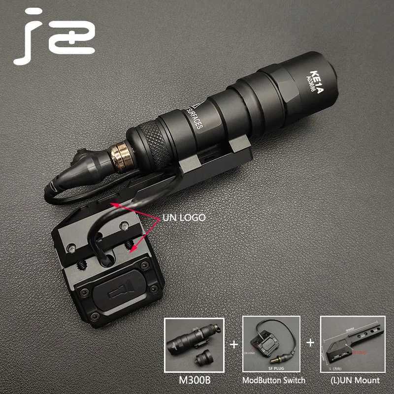 Tactical SF M300B/M600B Scout Light Metal Flashlight with Modbutton Switch Airsoft Weapon Lamp Hunting Rifle Touch Fit 20mm Rail XJ250701