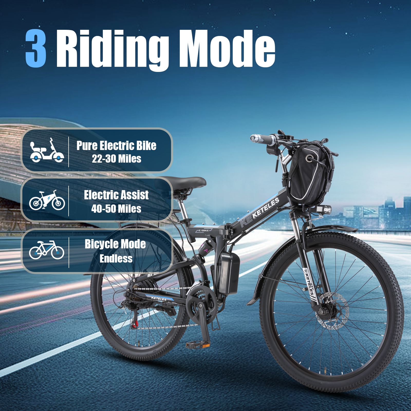 Adult-Friendly Electric Mountain Bike: 1000W Powerful Motor, 26" Tires & Robust Frame,Folding E-Bike