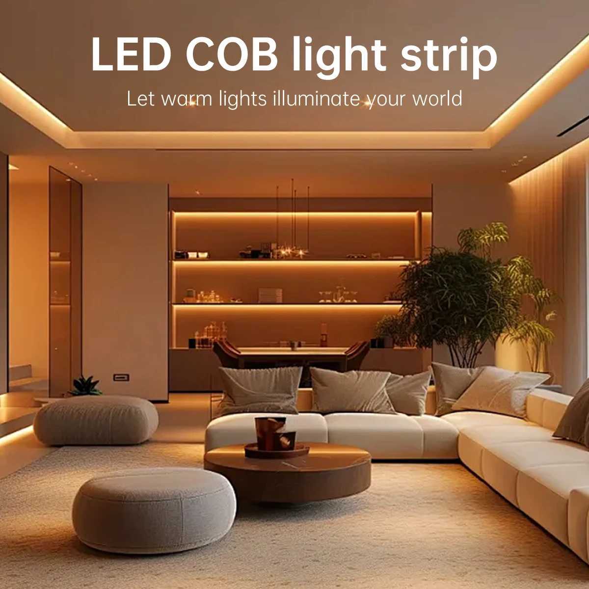 Dimmable LED Strip Lights CCT COB Dual White 3000K-6500k Adjustable LED Light Diode Tape for Home Decoration 110V 220V To DC24V W250701