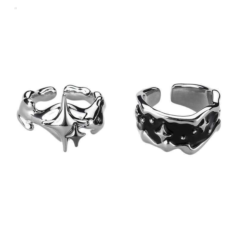 Dark Niche Starburst Unisex Fashion Light Luxury Neutral Style Index Finger Irregular Star Open Ring