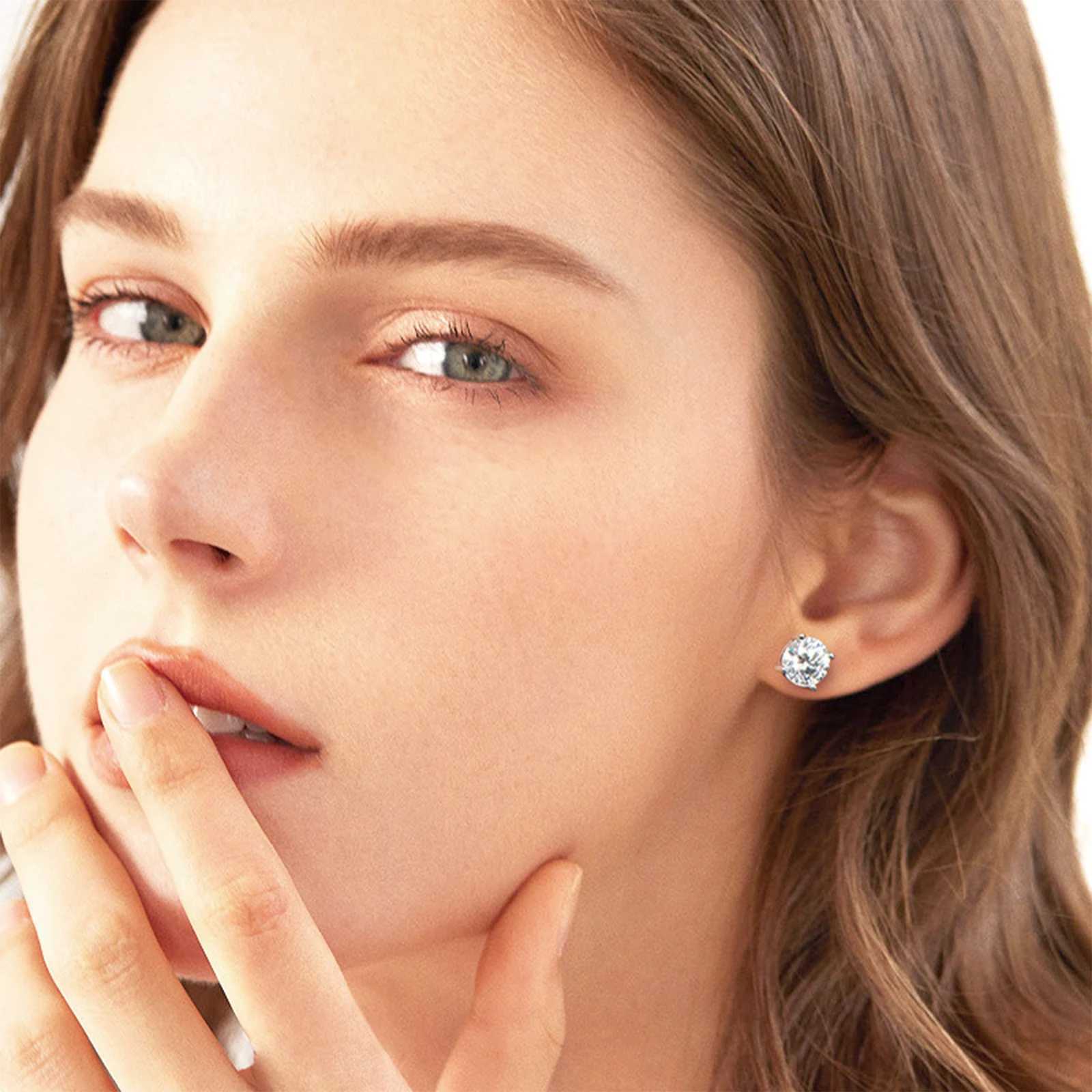925 silver moissanite stud earrings mens earrings womens earrings set with 6/7/8mm moissanite simple and small style sui Z250701