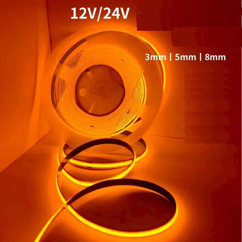 5m 3mm 5mm 8mm Orange Red Amber LED Flexible Strip 1700k 1800k 1900k DC12v 24v Soft Light Tape Orange Cabinet Car Backlight W250701
