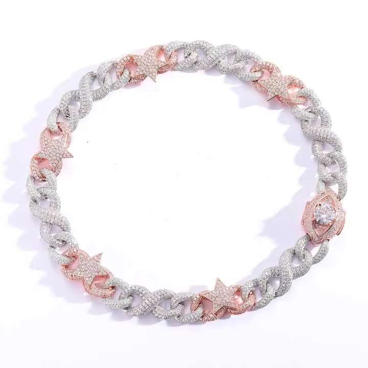Custom VVS Moissanite Cuban Link Necklace 925 Silver and 14K Rose Gold Plated Chain for Women Luxury Wedding and Gift Collection