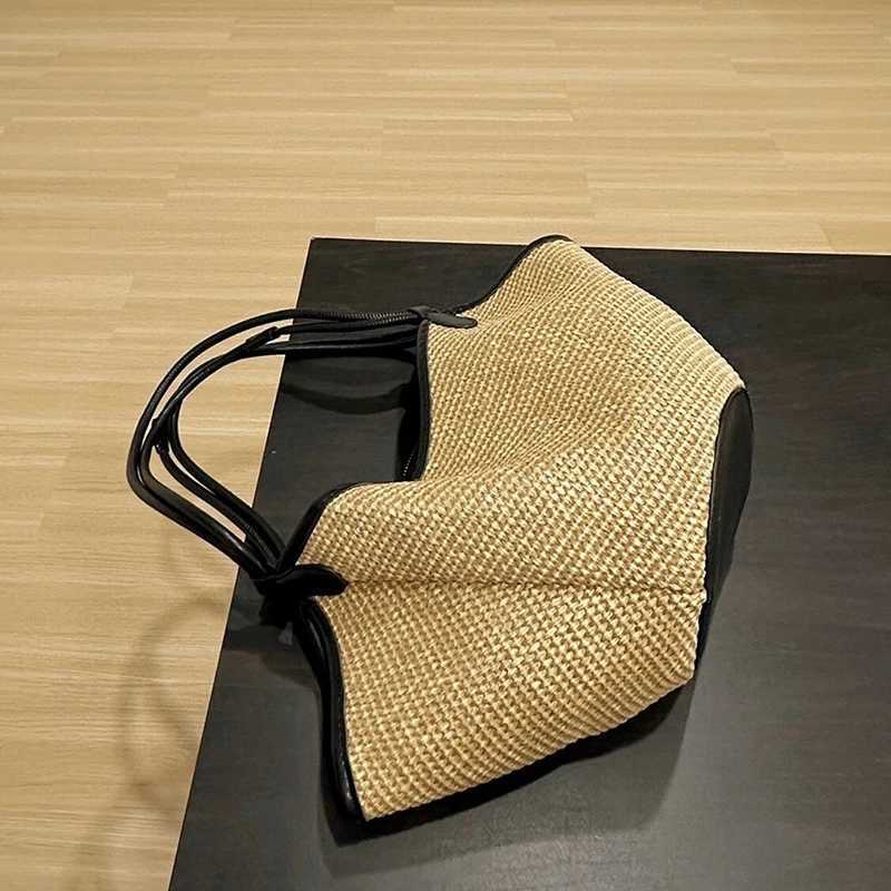 Drawstring Bucket Composite Bags For Women Luxury Designer Handbag Purse 2025 New In Casual Vacation Straw Weave Beach Shoulder W250702