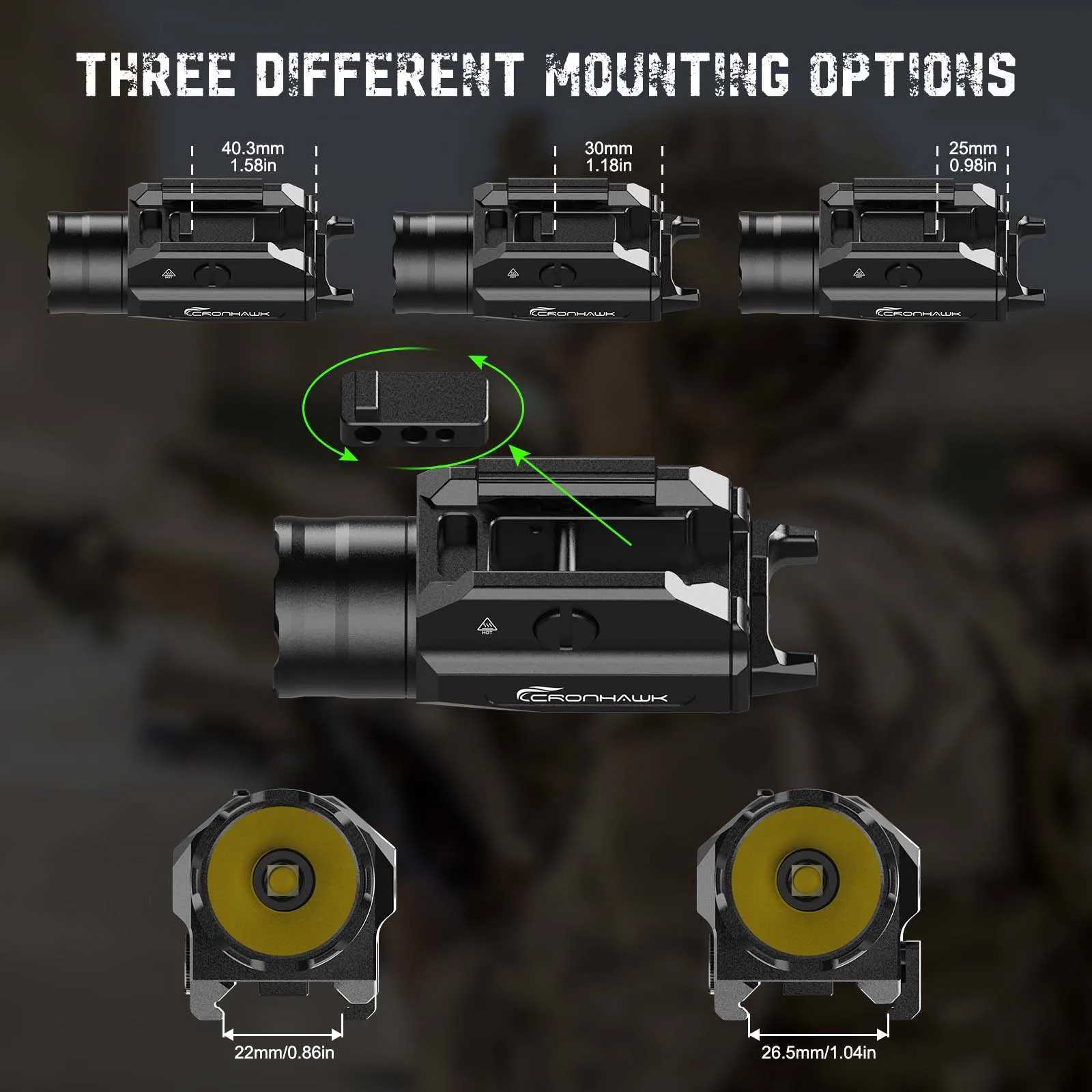 Tactical Metal Pistol Light 1350 Lumens Airsoft Weapon Light Fit 20mm Picatinny Rail Mounted Powerful Strobe Handgun Flashlight XJ250701