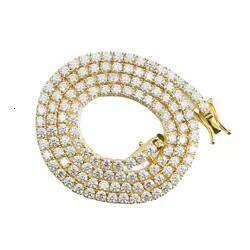 Factory Customize Sterling Sier With Gold Plated 5Mm Moissanite Chain Hip Hop Tennis Necklace For Men