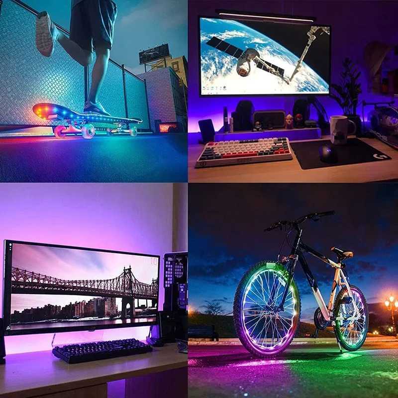 5V 5050 RGB LED Strip Lights AA Battery RGB LED Lights Smart Control 1-10M RGB LED Tape Skateboard Bicycle Decoration Lights W250701