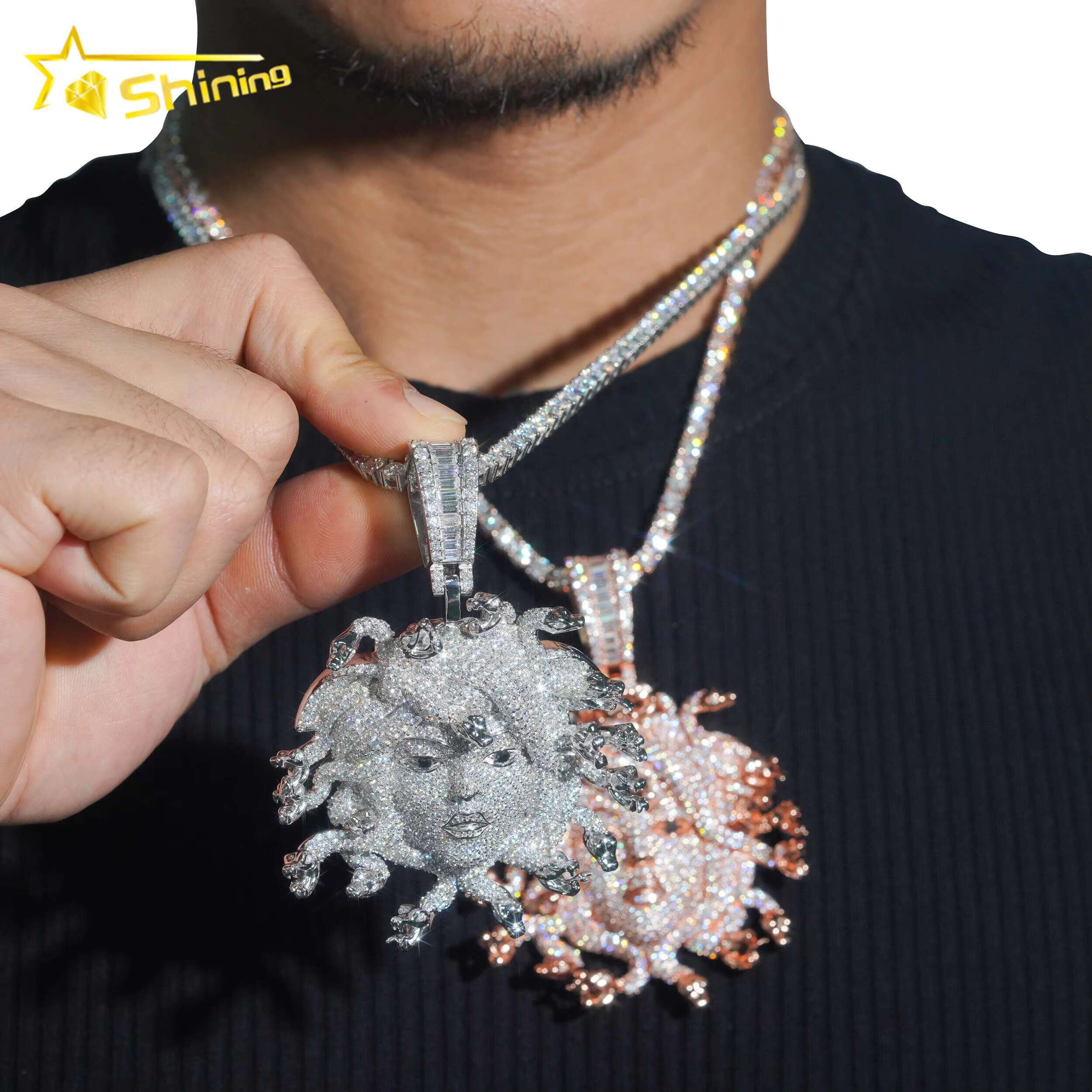 New Arrivals Medusa Pendant Hip Hop Fashion Vvs Moissanite Diamond Fully Iced Out Pendant Pass Diamonds Tester Fine Jewelry