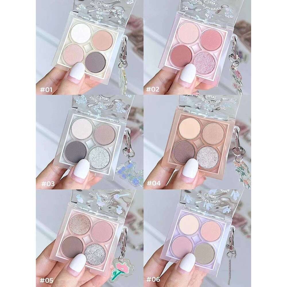 FLORTTE Esther Bunny Four-color Shadow Eyeshadow Palette With PendantShimmer Matte Long Lasting Waterproof Eye Makeup X250702