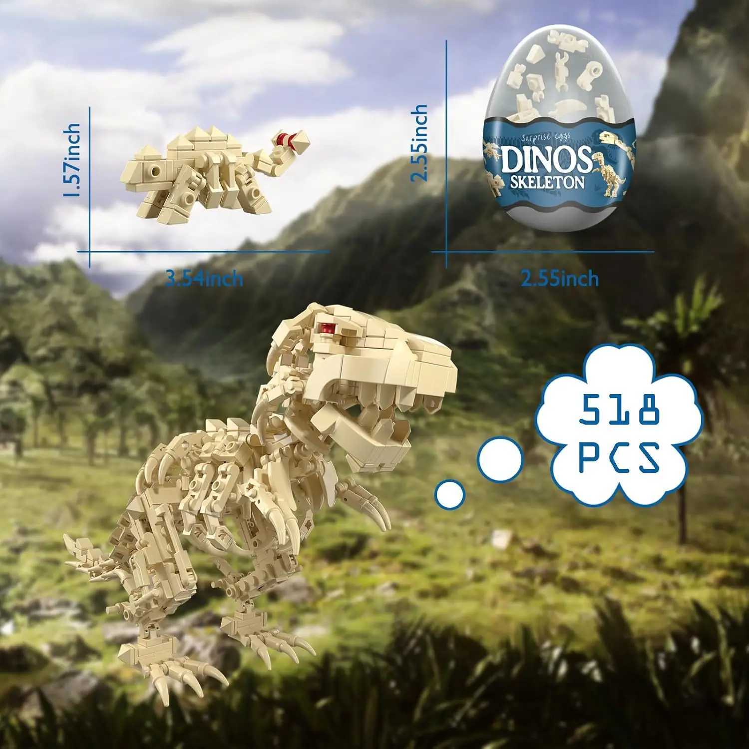 12 in 1 Dinosaur Skeleton Building Set Mini Dinosaur Building Blocks for Easter Basket Stuffers Christmas Birthday Easter Gift Y250701