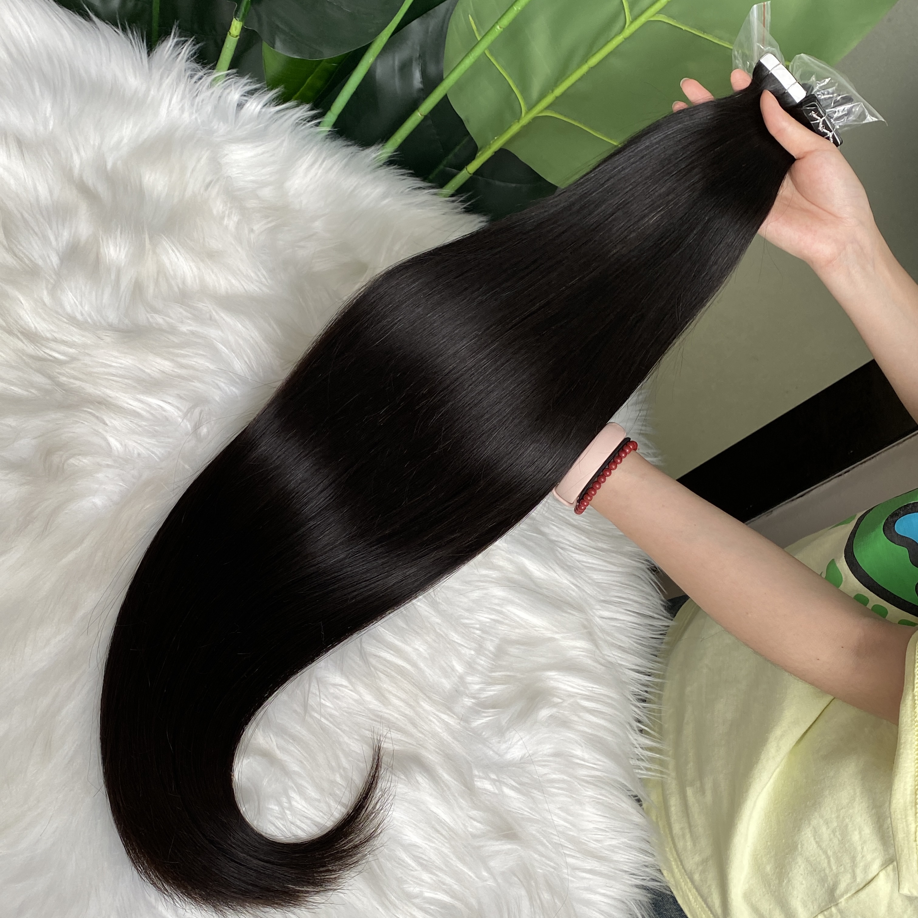 Natural Black Silky Straight Wavy Tape In Hair Extensions 50g/lot 3 Lots Russian Brazilian Malaysian Indian 100% Raw Virgin Human Hair