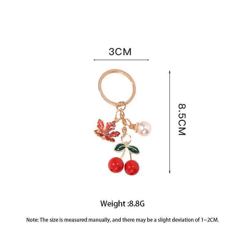 Cute Pretty Cartoon Cherry Preal Keychain Love Fruit Key Ring For Women Girl Handmade Friendship Party Gift Jewelry Set Free shipping