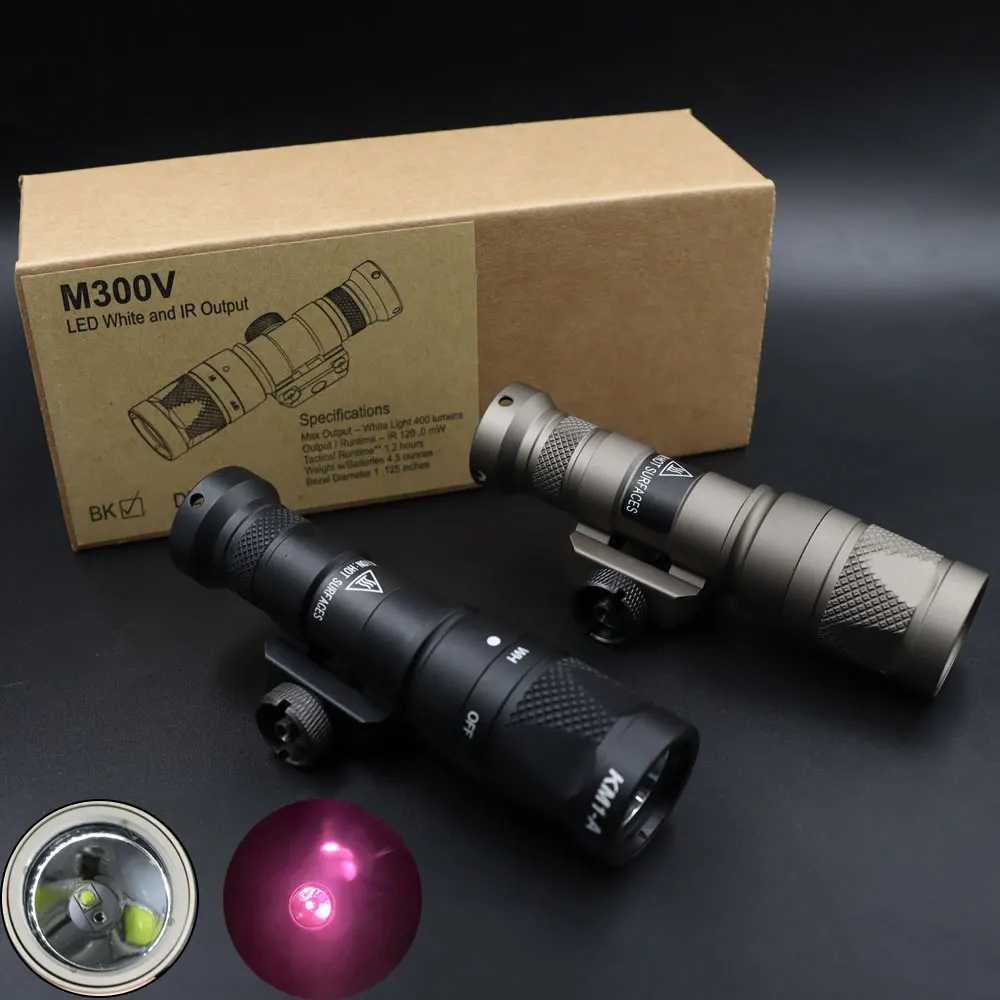 Tactical Light M300V IR Lighting LED White Scout Flashlight w/ Remote Pressure Switch for Hunting Picatinny Rail XJ250701