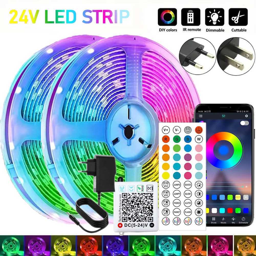 DC 24V RGB LED Tape Strip Bluetooth 15M 20M 25 Meters Multicolor Adhesive LED Band App Control Ice String For Home Decoration W250701