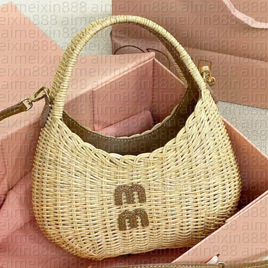 Luxurys Wander handbag wicker Designer Tote Bag for Woman Raffias Straw plaited Underarm bag Clutch lady Shoulder Evening Cross body bag man Rattan Cosmetic Bags