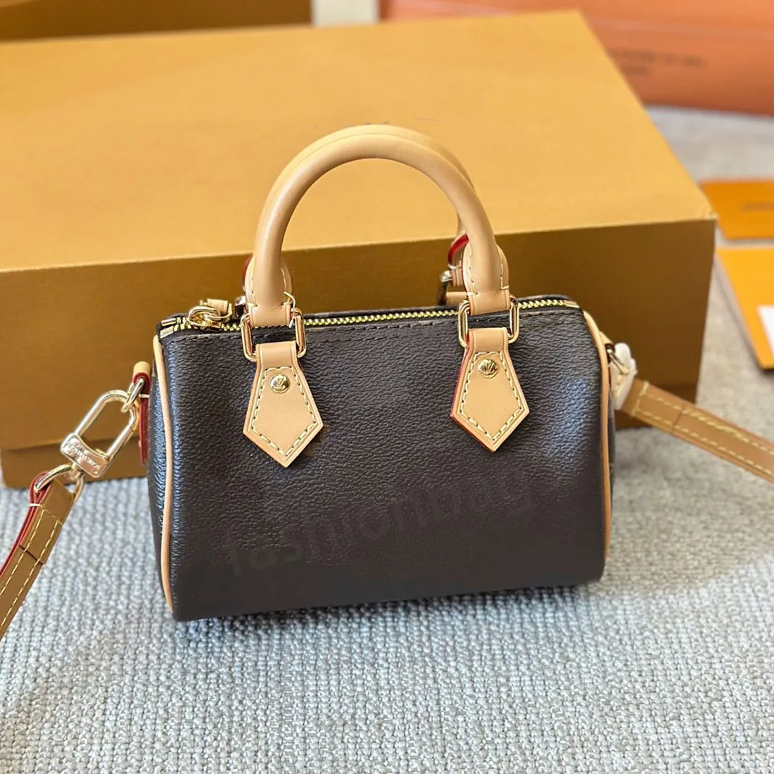 Top Designer Mini Nano Shoulder Bag Women Leather Denim Crossbody Luxury Brand Embossed Tote Purse Brown Flower bag