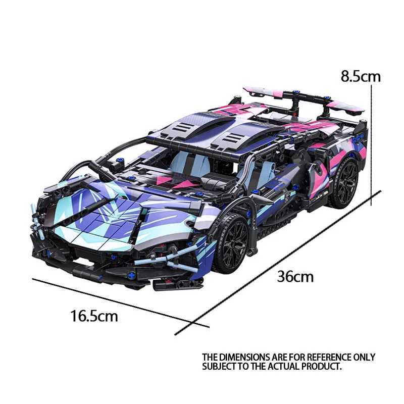 1314pcs black purple Lamborghini Sian sports car building blocks assembly remote control racing brick toy birthday gift 2025XJ250702