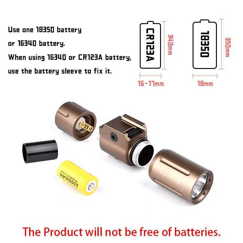 WADSN PL350 PLHv2 Flashlight 18350 16340 Tactical Pistol Gun Light High Power Metal Lamp Fit 20mm Picatinny Rail Airsoft Hunting XJ250701