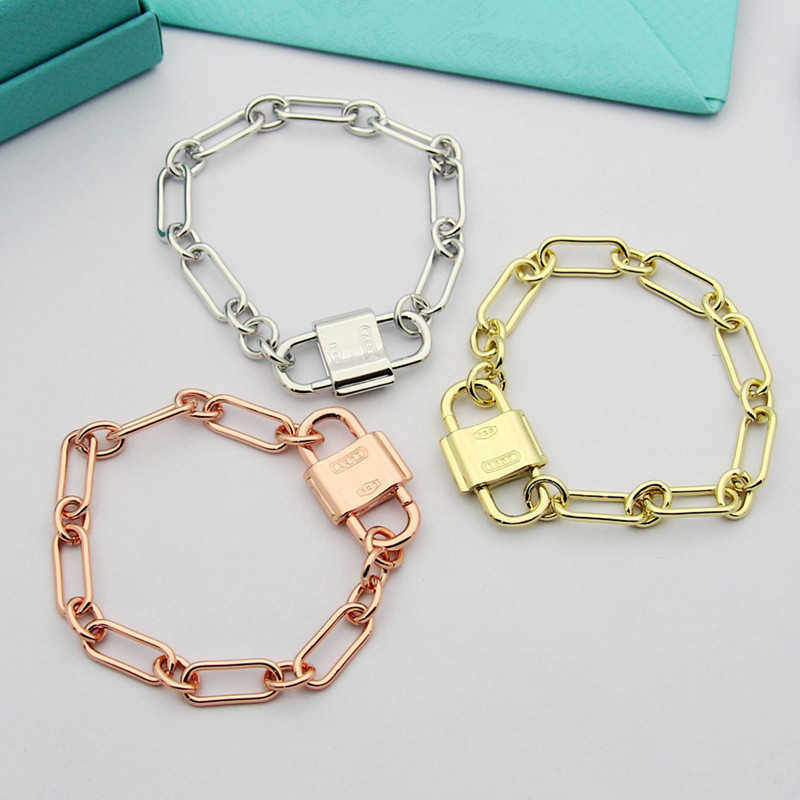 Letter Double Button Lock Head Thick Bracelet Women's Bracelet Classic Lock Head Bracelet Jewelry 250715