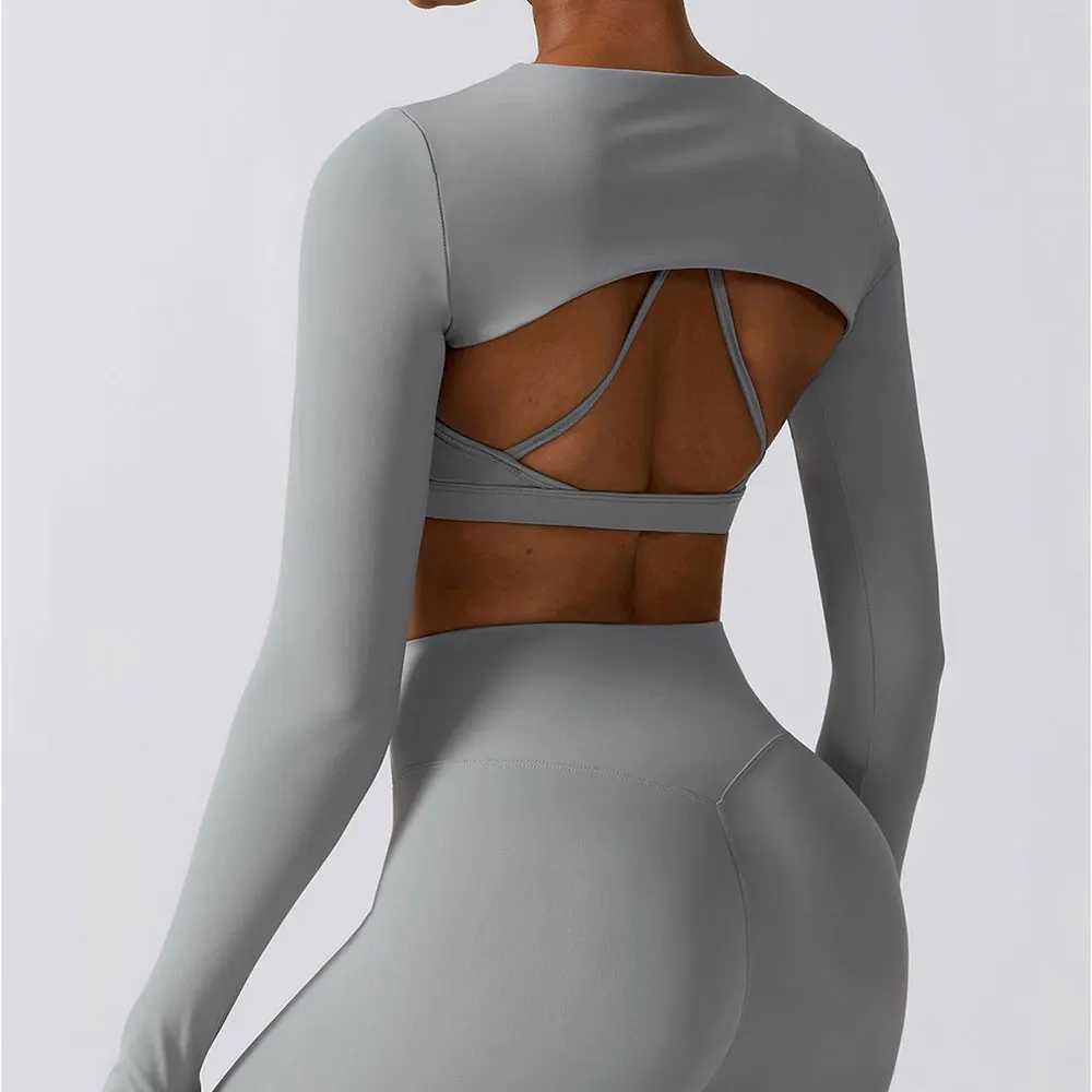 Sports Camisole Yoga Long Sleeve Shawl Yoga Top Nude Fitness Top Gym Push Ups Workout Top Running Sports Smock XJ250702