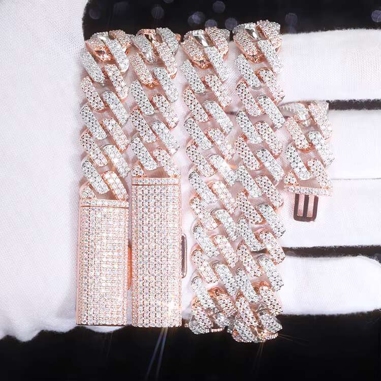 XG 10mm Moissanite Cuban Chain Necklaces for Men Pass Diamond test 925 Silver Iced Out Vvs Moissanite Cuban Link Chains