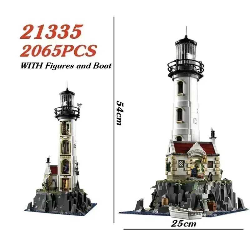 Electric Lighthouse Model Building Block Motorized Bricks Assembly Kids Toys For Children Birthday Christmas Gifts Y250701