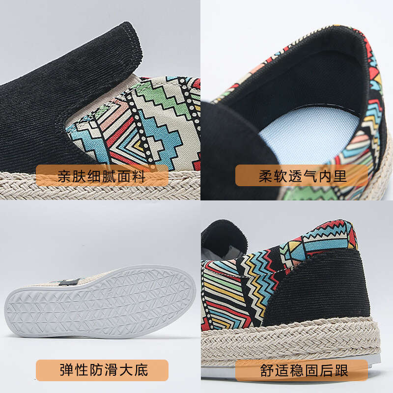 Casual Free shipping big size Corduroy Low-top Fisherman Canvas Slip-on Lazy Cloth Trendy Men's Shoes