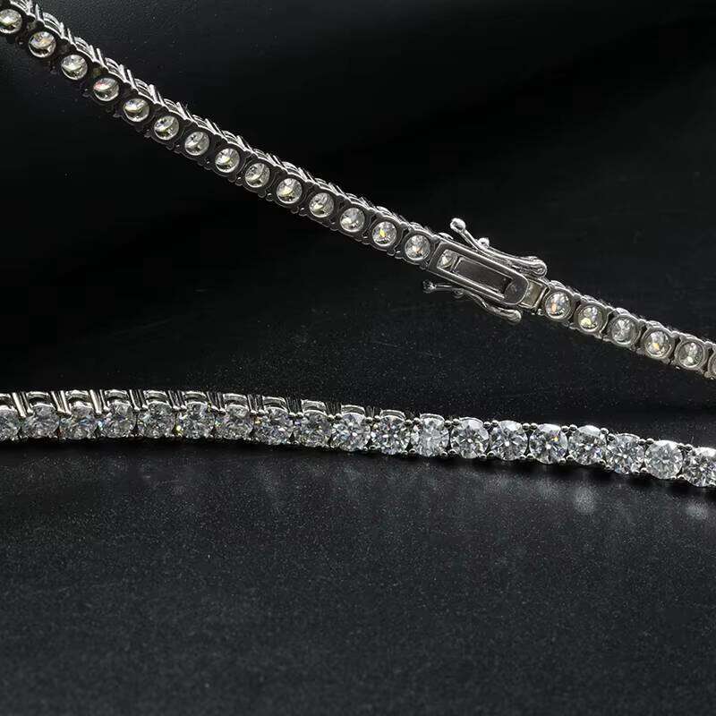 Factory Customize Sterling Sier With Gold Plated 5Mm Moissanite Chain Hip Hop Tennis Necklace For Men