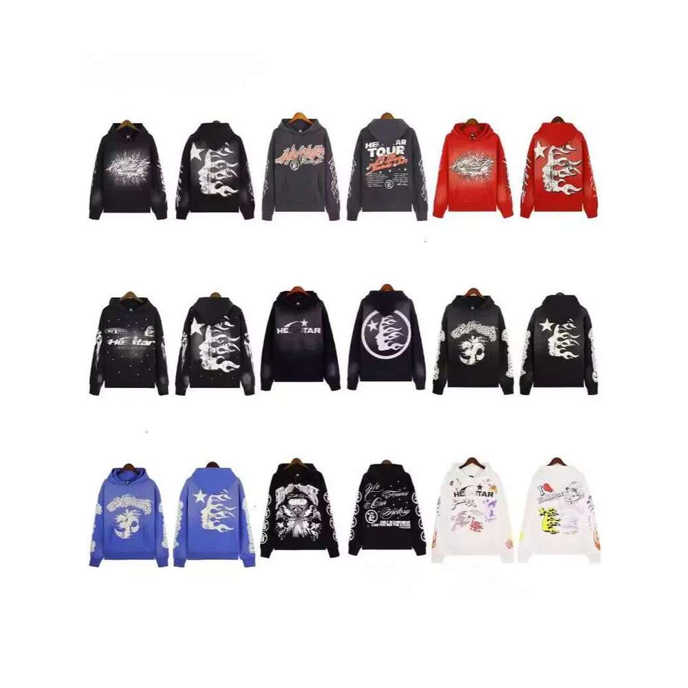 Helllies Starly Hoodie Trend Fashion Vintage Hip Hop Street Hooded Sweatshirt Designers Star Shirt Sleeve Pullover Womens Washed Hello Star Sweatpants 9F9