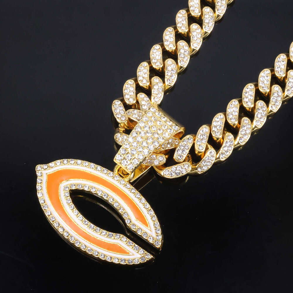 New Fashion Oil Paint Letter C Pendant Necklace Alloy Inlaid Dia Men's Personality Punk Style Chain Jewelry b17