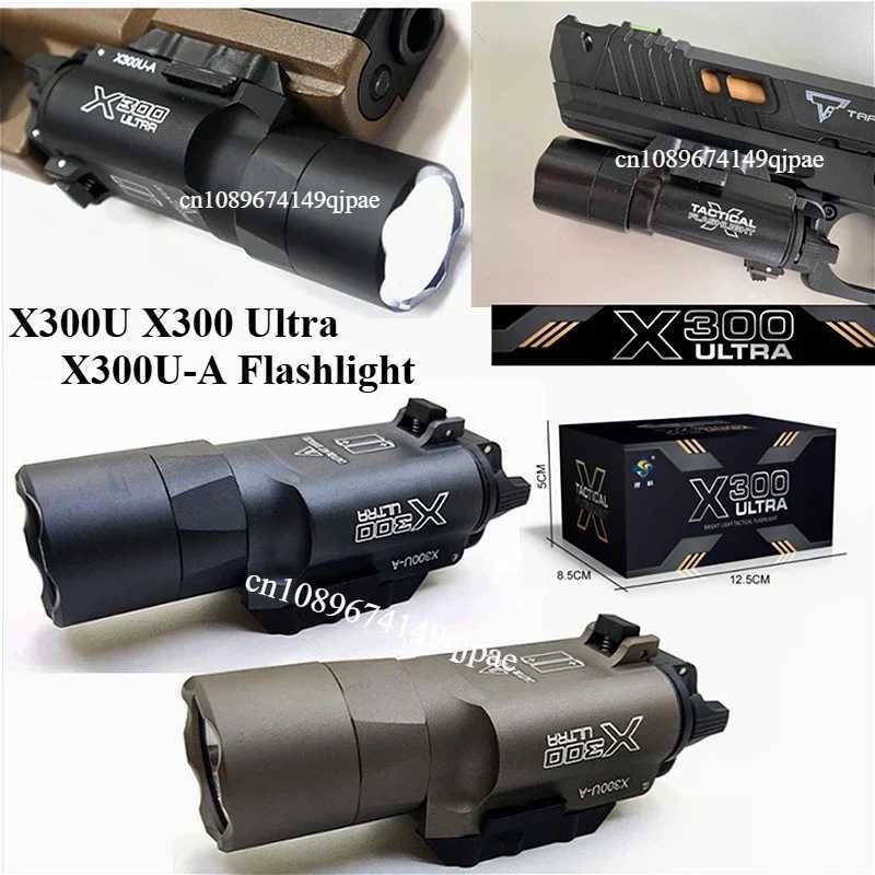 Tactical Surefire Style X300U X300 Ultra X300U-A Flashlight for Pistol Light Airsoft Helmet Light Weapon Torch Strobe 800 Lumens XJ250701
