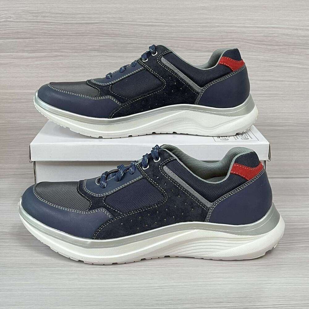 Men's Stylish Sapphire Blue and Red Casual Sports Shoes with Functional Insoles - Comfortable Breathable Running Sneakers by Okimoz