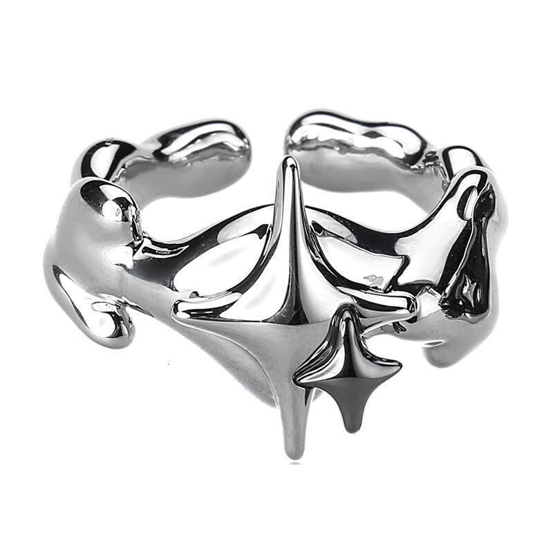 Dark Niche Starburst Unisex Fashion Light Luxury Neutral Style Index Finger Irregular Star Open Ring