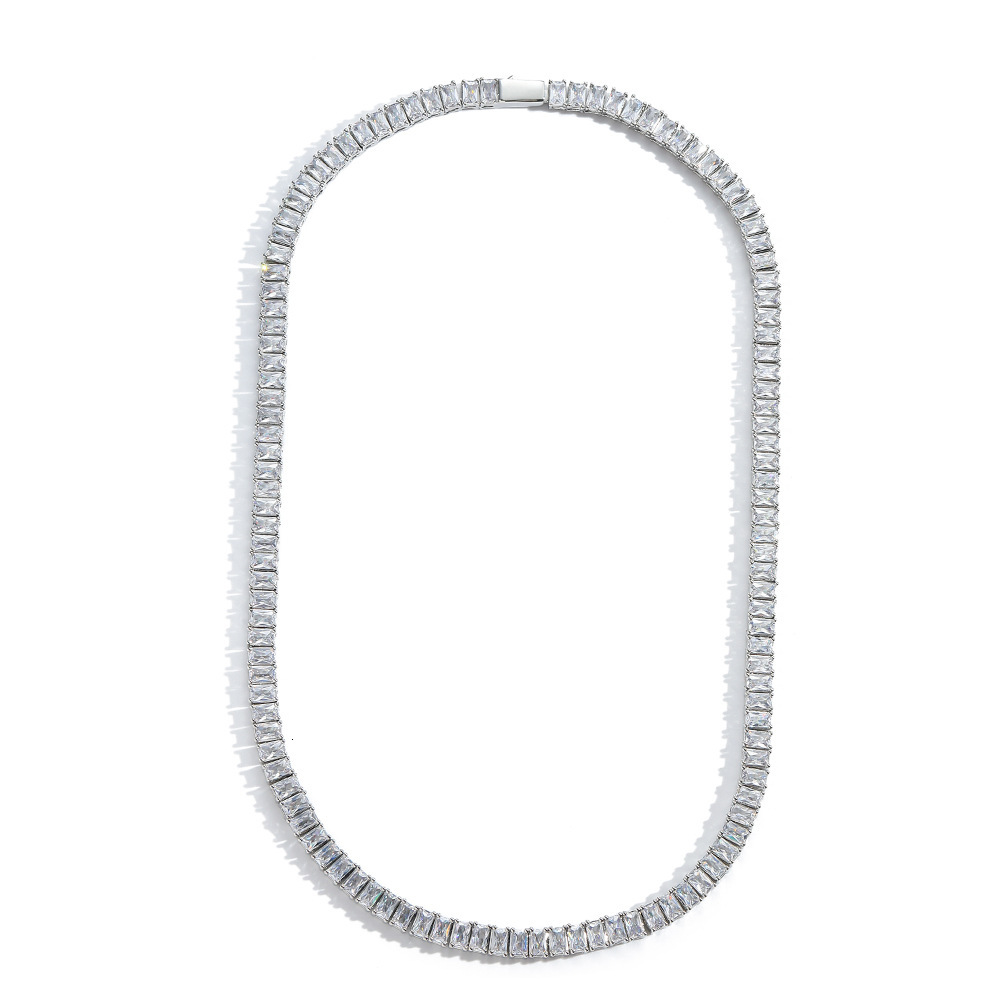 14k Gold Baguette Diamond Tennis Chain Bracelet With Spring Clasp Full Rectangle Cubic Zirconia Copper Inlaid Cz Stones Single Row Mens Chains Hip Hop