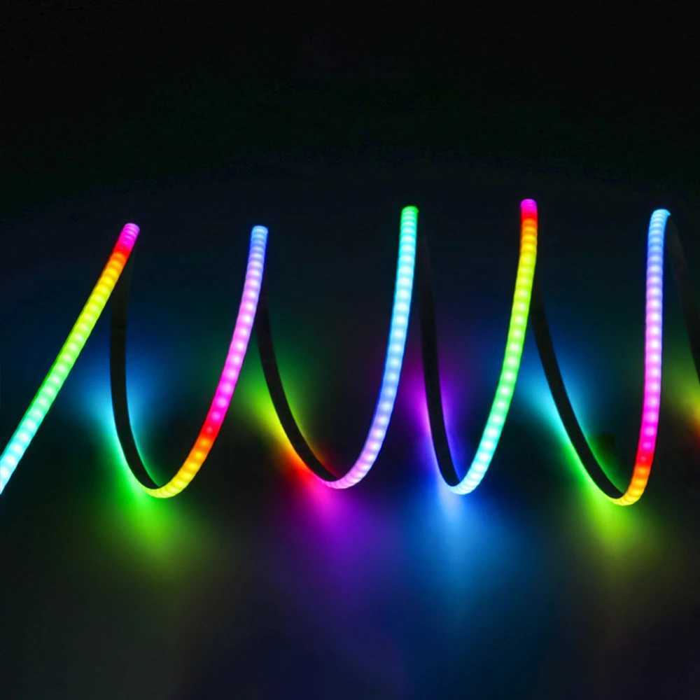 WS2812B COB LED Strip Lights DC5V 5mm Full Color SPI RGB-IC 100/160LEDs Individually Addressable Smart Pixels Tape Light W250701