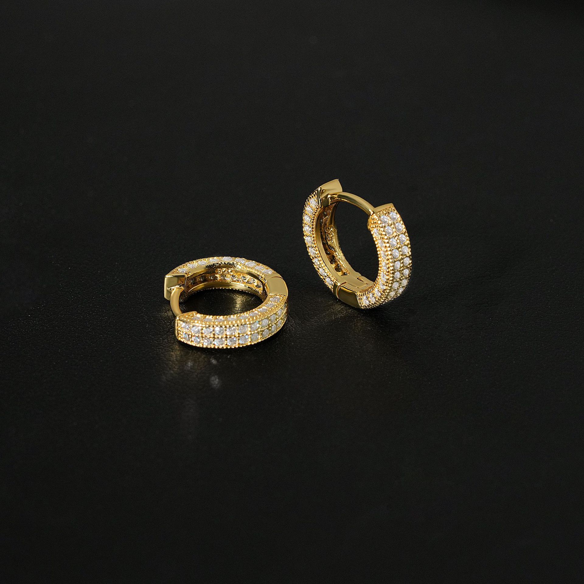 18k Gold Plated 925 Sterling Silver Iced Out VVS Diamond Moissanite Hoop Earrings