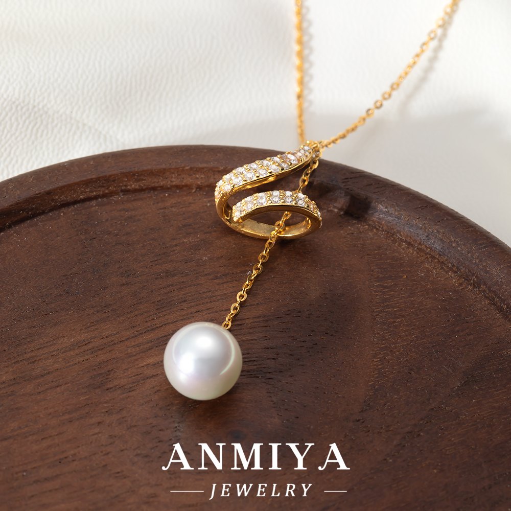 Luxury 925 Sterling Silver Jewelry, Exquisite Geometric Pendant Necklace with Pearl Tassel, Special Occasion Choice